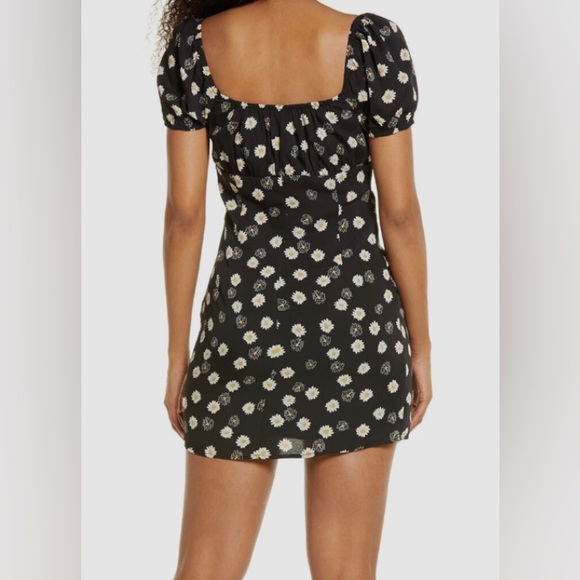 New BP Ditsy Floral Tie Front Minidress in Black White Daisy at Nordstrom Size M - Picture 3 of 8